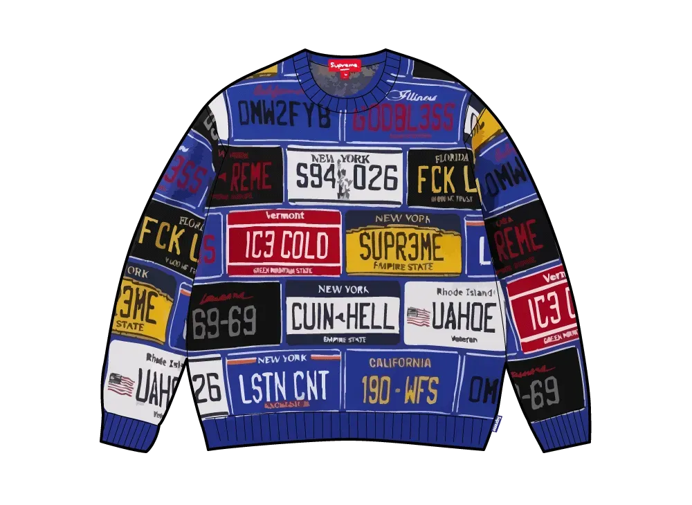 Supreme License Plate Sweater "Royal"