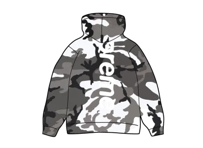 Supreme Satin Applique Hooded Sweatshirt "Snow Camo"