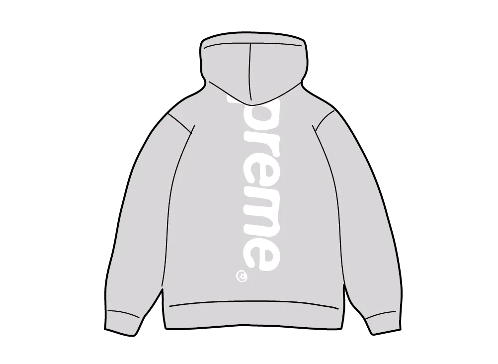 Supreme Satin Applique Hooded Sweatshirt "Heather Grey"