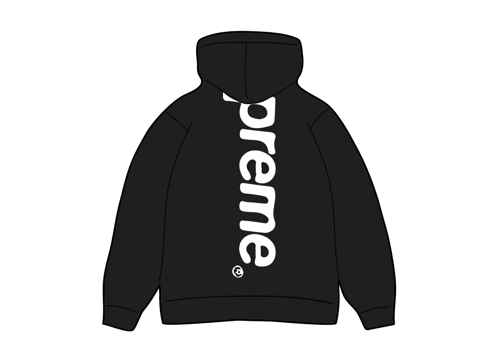 Supreme Satin Applique Hooded Sweatshirt "Black"