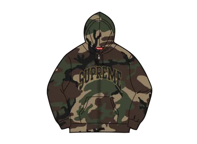 Supreme Cracked Raglan Zip Up Hooded Sweatshirt "Woodland Camo"