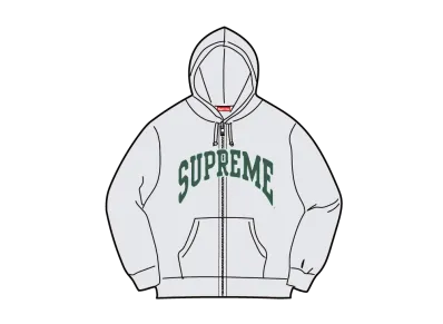 Supreme Cracked Raglan Zip Up Hooded Sweatshirt "Ash Grey"