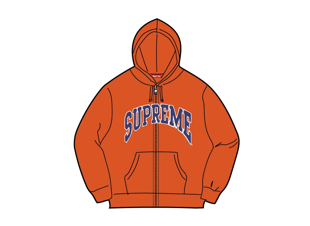 Supreme Cracked Raglan Zip Up Hooded Sweatshirt "Dark Orange"