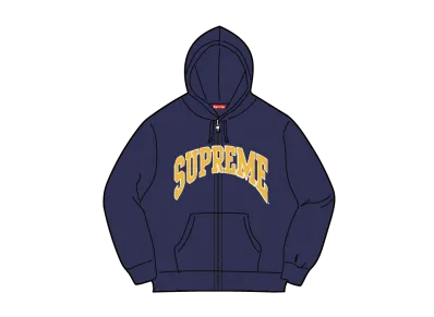 Supreme Cracked Raglan Zip Up Hooded Sweatshirt "Washed Navy"