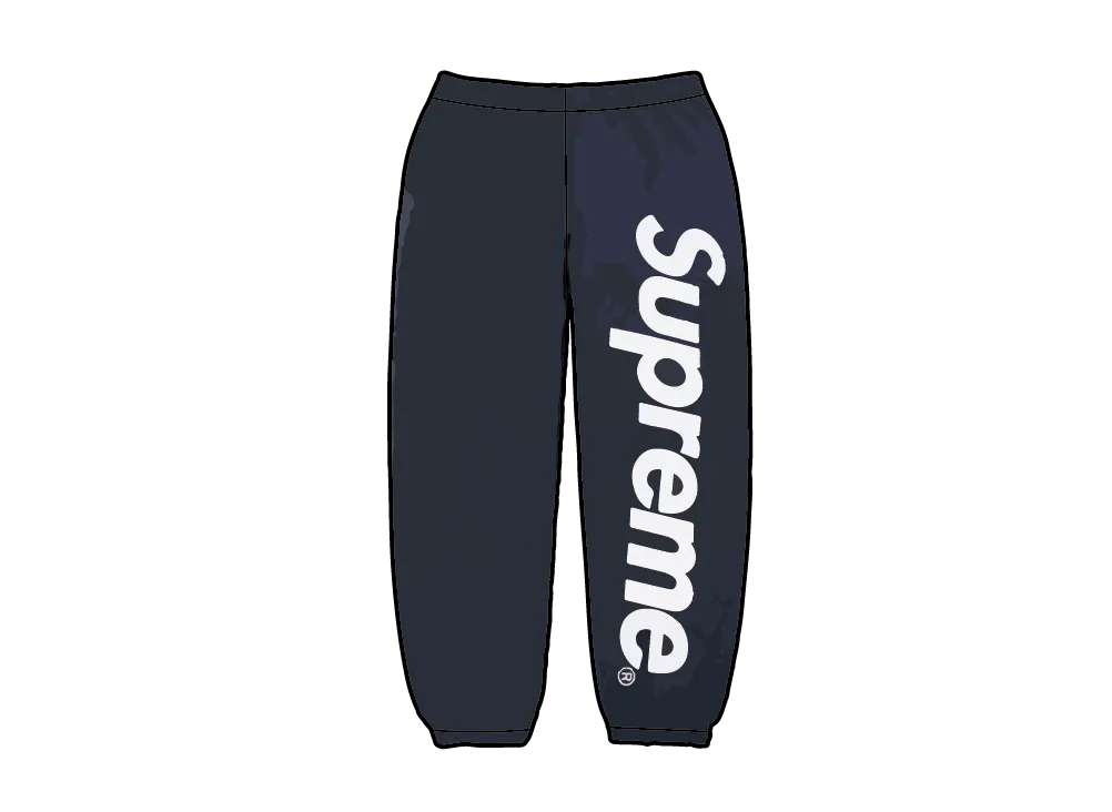 シュプリーム サテンアップリケ スウェットパンツ "ネイビー"