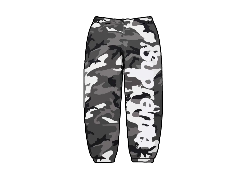 Supreme Satin Applique Sweatpant "Snow Camo"