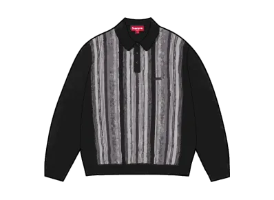Supreme Multi Stripe Polo Sweater "Black"