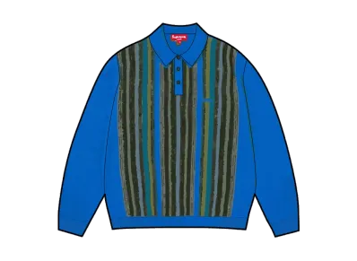 Supreme Multi Stripe Polo Sweater "Blue"