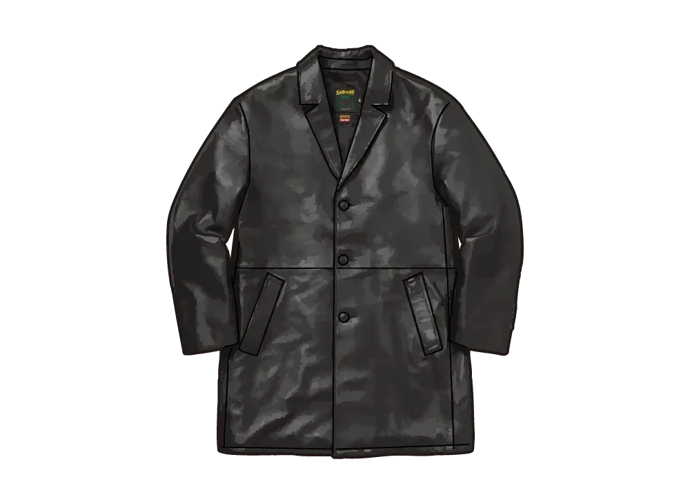 Supreme x Schott Leather Overcoat "Black"