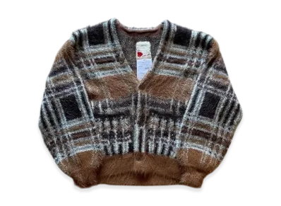 SEVESKIG Lustre Check Knit Cardigan "Beige"