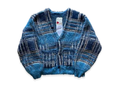 SEVESKIG Lustre Check Knit Cardigan "Blue"