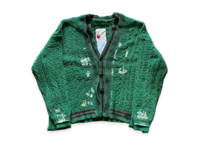 SEVESKIG Mock Layer Chenille Knit Cardigan "Green"