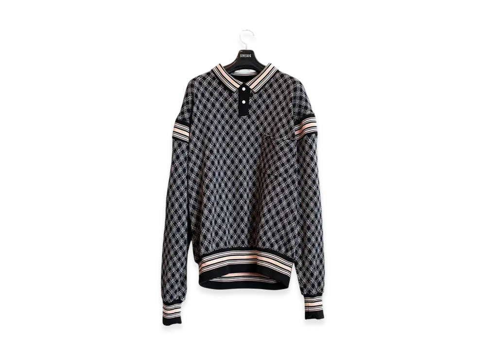 SEVESKIG Argyle Mesh Emo L/SL Polo Shirt "Black"