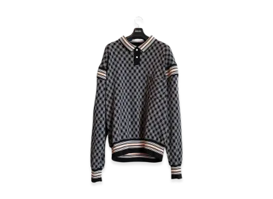 SEVESKIG Argyle Mesh Emo L/SL Polo Shirt "Black"