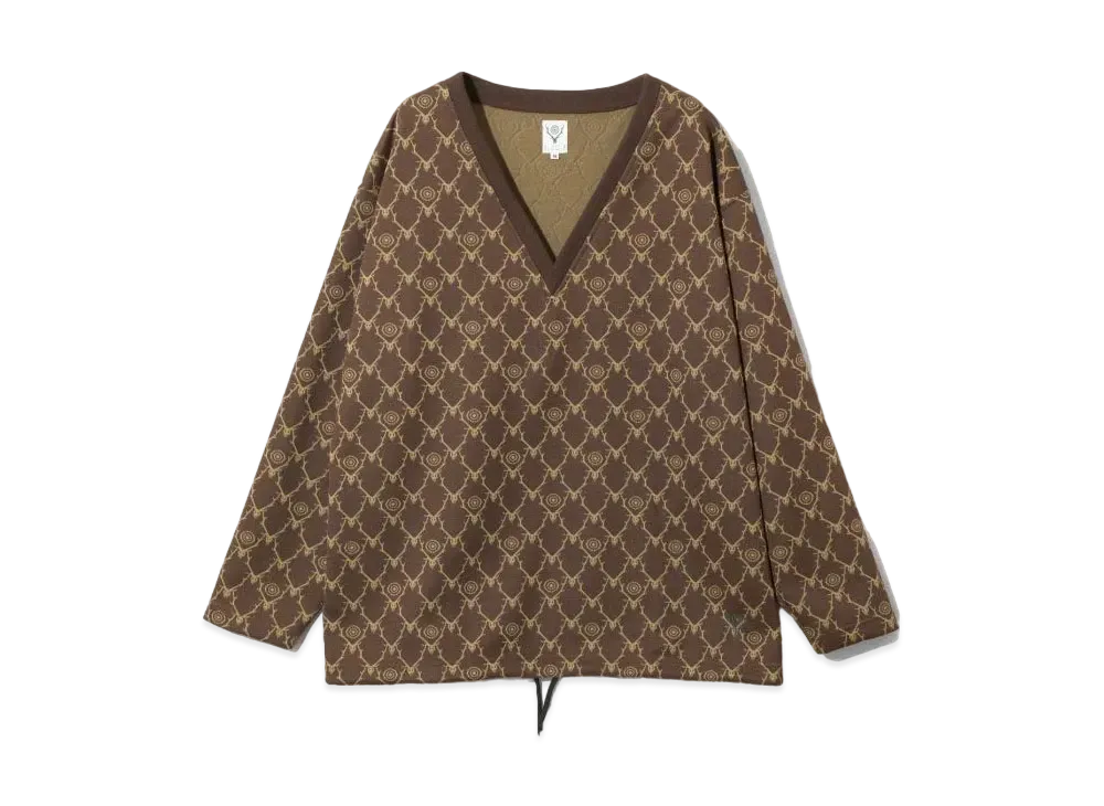 SOUTH2 WEST8 String V Neck Shirt "Beige"
