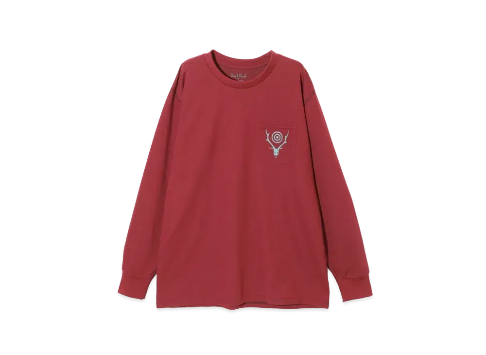 SOUTH2 WEST8 L/S Round Pocket Tee "Red"