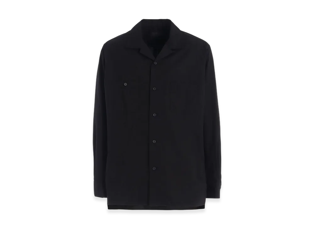 S'YTE Cotton Broad Loose-Fit Open Collar Shirt "Black"