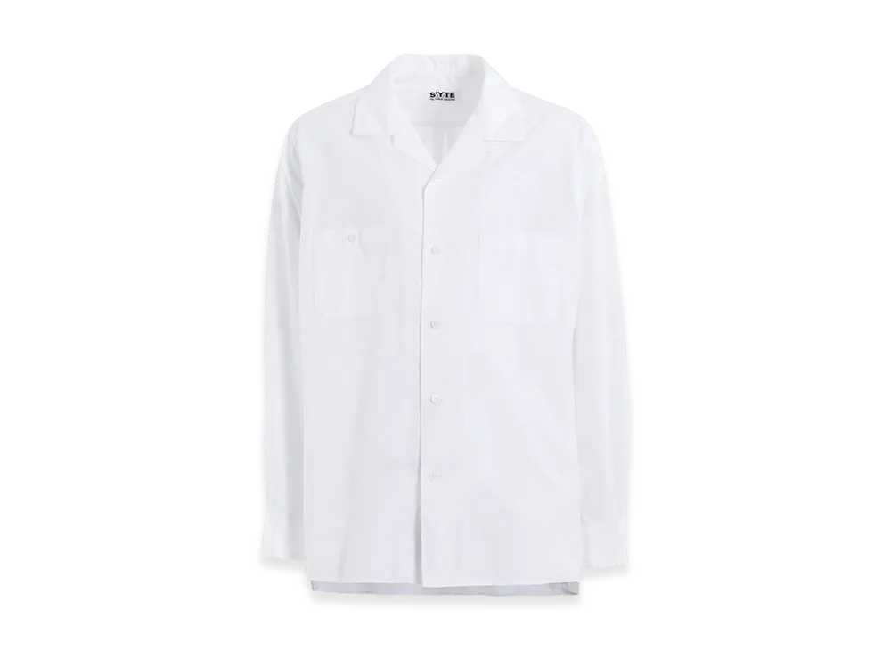 S'YTE Cotton Broad Loose-Fit Open Collar Shirt "White"