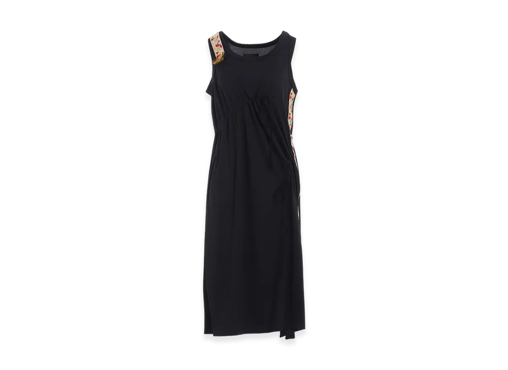 S'YTE Pe/Smooth Jersey Strings Gathered Dress With Tyrolean Tapes "Black"