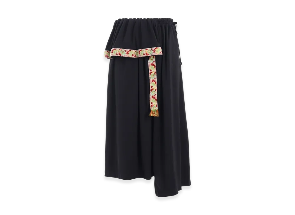 S'YTE Pe/Smooth Jersey Waist-String Gathered Skirt With Tyrolean Tapes "Black"