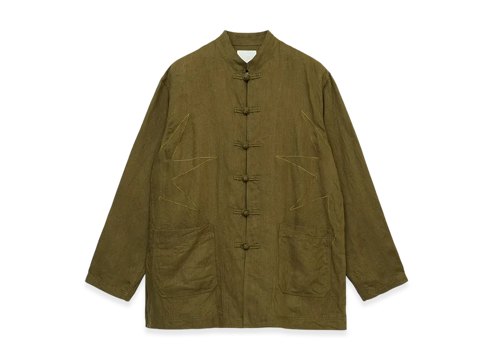 S'YTE x GDC Vintage Linen Chino Cloth Octagon Star Embroidery China Jacket "Khaki"