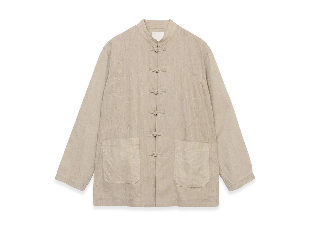 S'YTE x GDC Vintage Linen Chino Cloth Octagon Star Embroidery China Jacket "Beige"