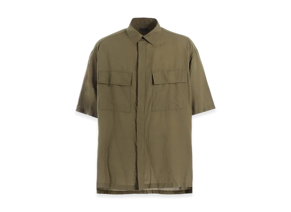 S'YTE Cotton/Cellulose Broad Flap Pockets Oversized Short-Sleeve Shirt "Khaki"
