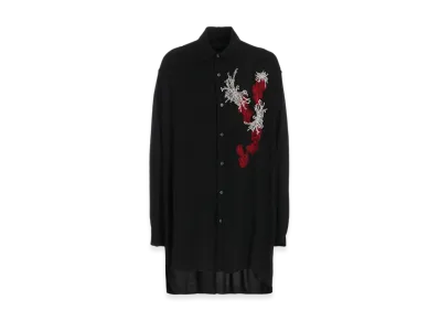 S'YTE Viscose Twill Chrysanthemum Embroidery Oversized Shirt "Black"