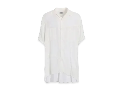S'YTE Viscose Twill Cut-Off Open-Collar Shirt "White"