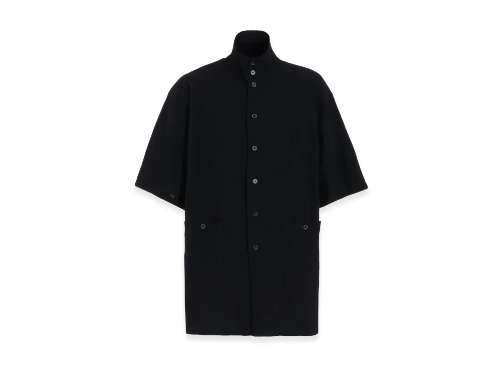 S'YTE Cotton/Linen Poplin Oversized Stand Collar Shirt "Black"