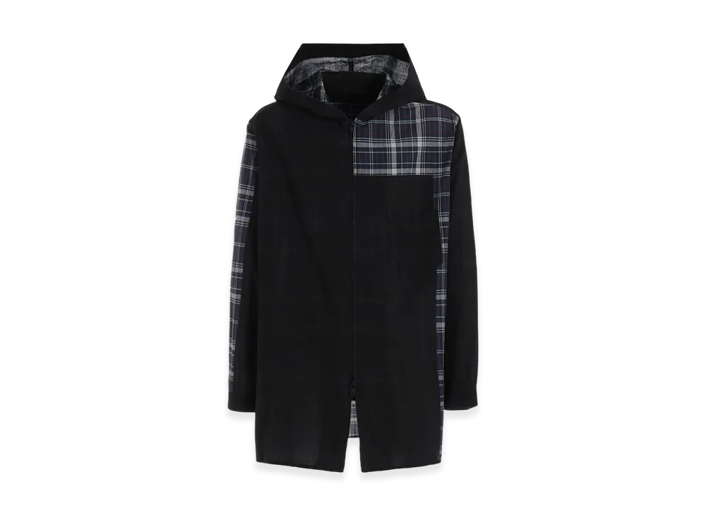S'YTE Madras Check Pigment Print Hooded Shirt "Navy"