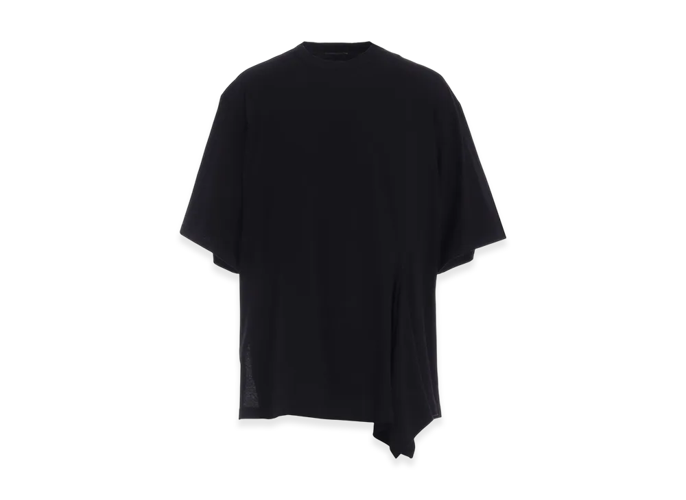 S'YTE Cotton Jersey Fabric Switch H/S Draped T-Shirt "Black/Black"