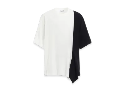 S'YTE Cotton Jersey Fabric Switch H/S Draped T-Shirt "White/Black"