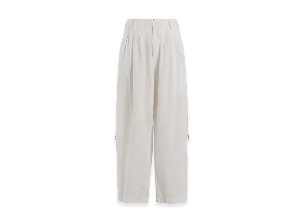 S'YTE Cotton/Linen Dungaree Sidebanded Pants "White"
