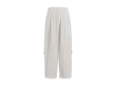 S'YTE Cotton/Linen Dungaree Sidebanded Pants "White"