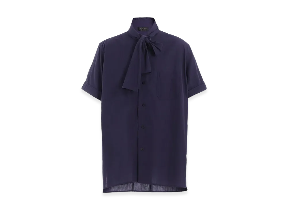 S'YTE Broadcloth Chambray Short-Sleeve Stall Shirt "Navy"