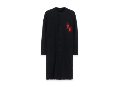 S'YTE Classic Jersey Tyrolean Embroidery Collarless Long Cardigan "Black"
