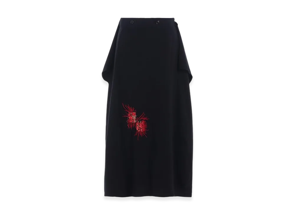 S'YTE Classic Jersey Tyrolean Embroidery Wrap Skirt "Black"