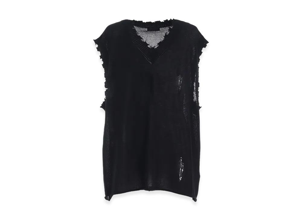 S'YTE Compact Twist 10G Damaged Knitted Vest "Black"
