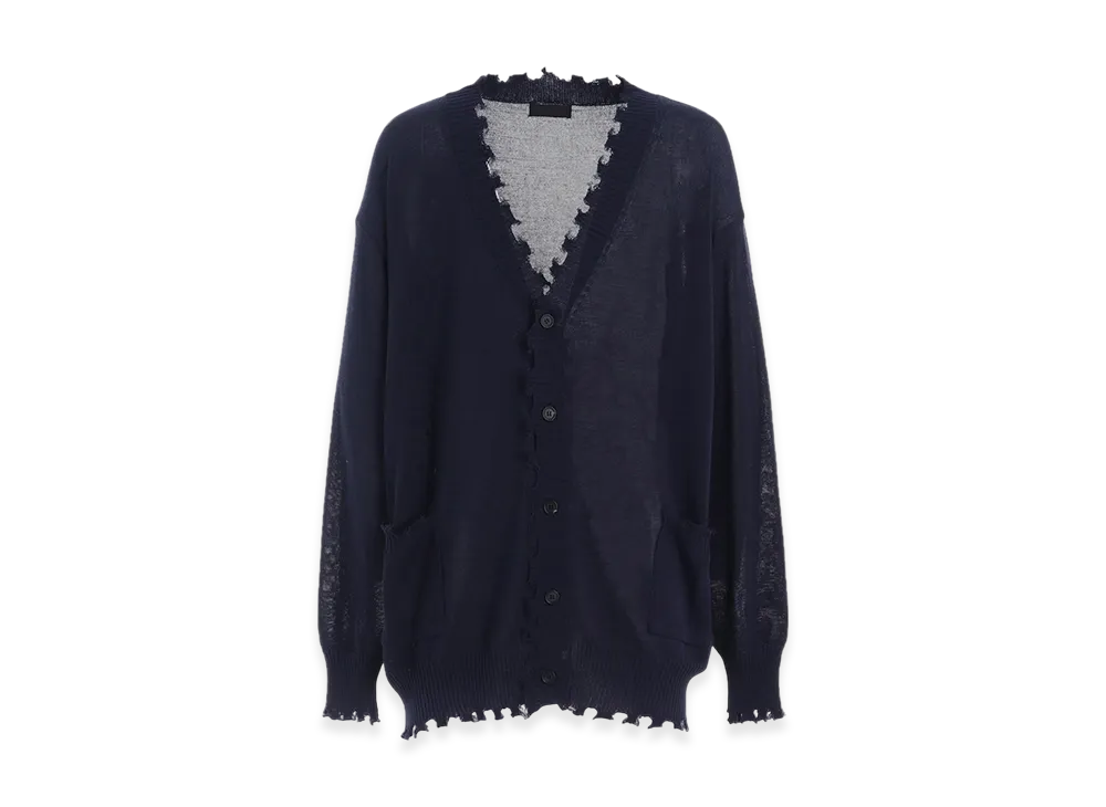 S'YTE Compact Twist 10G Damaged Knitted Cardigan "Navy"