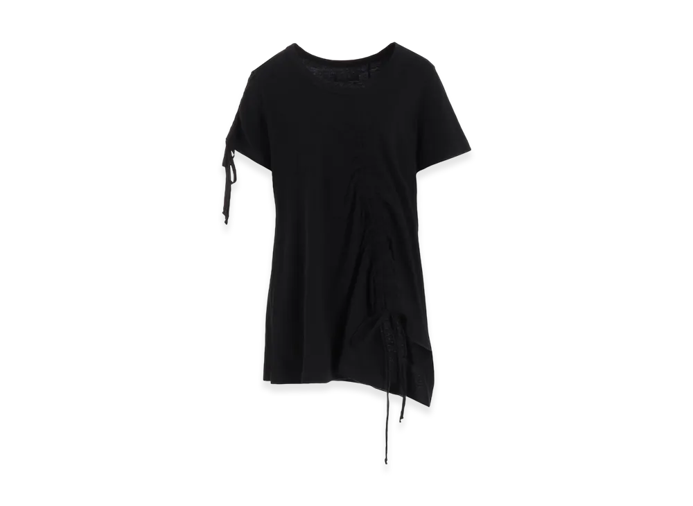 S'YTE Soft Jersey Asymmetrical T-Shirt With Gathered Strings "Black"