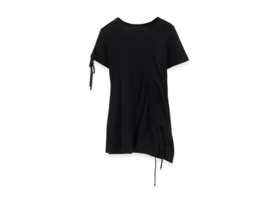 S'YTE Soft Jersey Asymmetrical T-Shirt With Gathered Strings "Black"