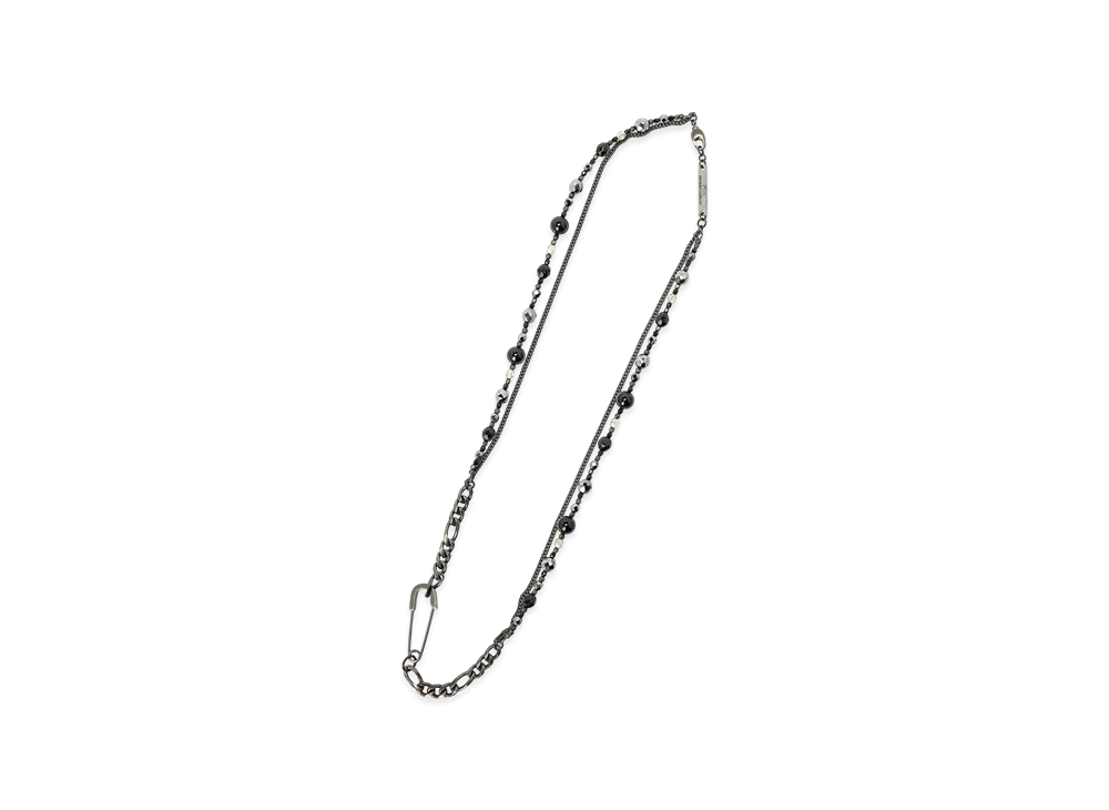 S'YTE Black Onyx Glass Beads Brass Necklace "Black"