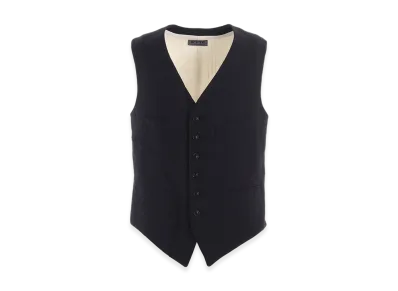 S'YTE Linen/Cotton Herringbone Zigzag Cut-Out Vest "Black"