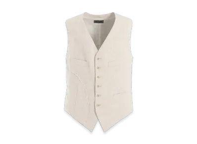 S'YTE Linen/Cotton Herringbone Zigzag Cut-Out Vest "Ecru"