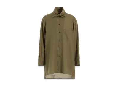 S'YTE Cotton/Cellulose Broad Ribbon Collar Shirt "Khaki"