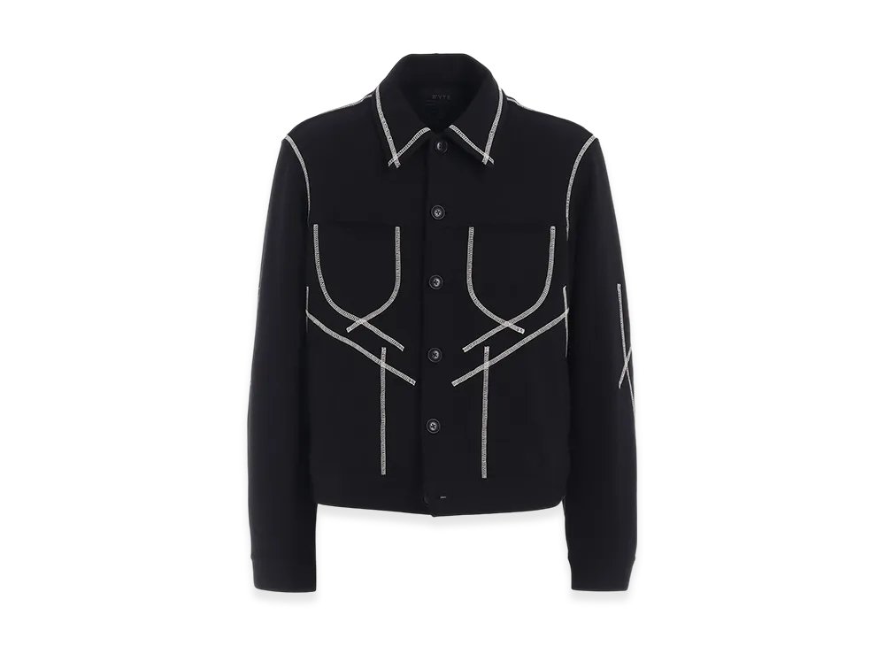 S'YTE French Terry Random Stitch Trucker Jacket "Black"