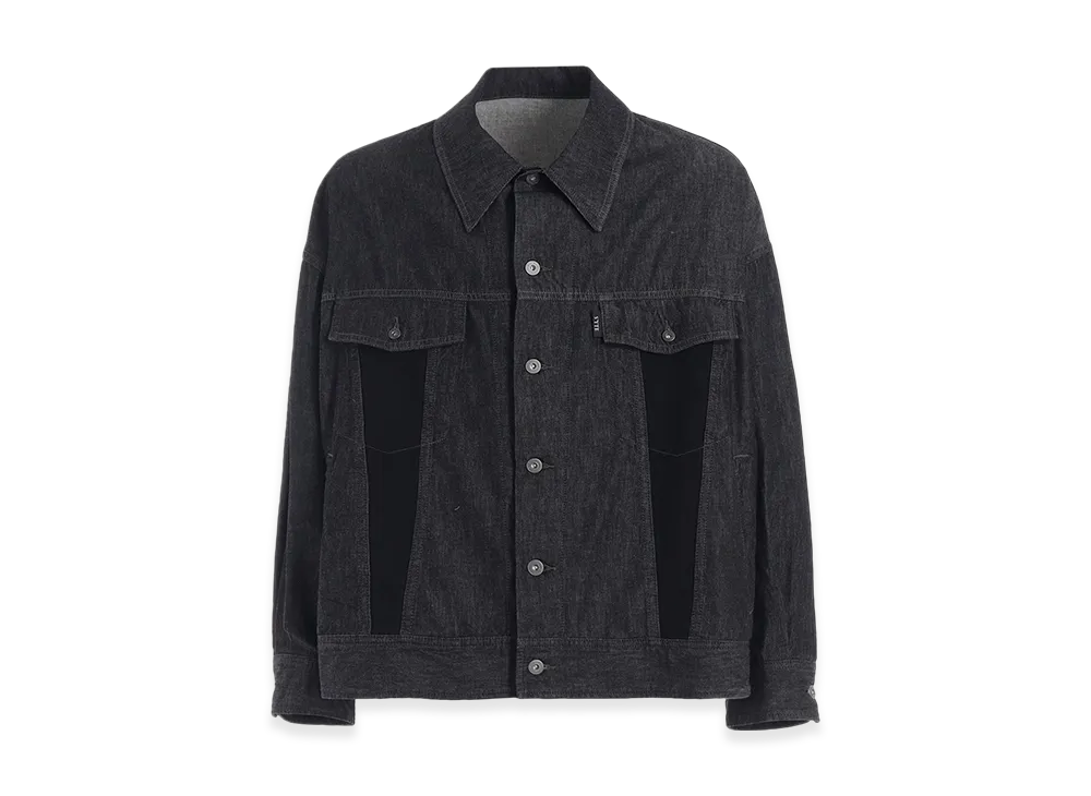 S'YTE 7oz Two-Tone Denim Trucker Jacket "Black"