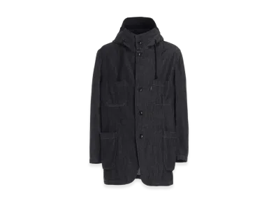 S'YTE 7oz Two-Tone Denim Hooded Jacket "Black"