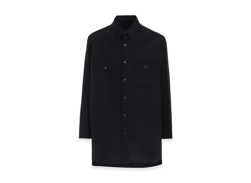 S'YTE Woven And Jersey Combination Regular Collar Shirt "Black"